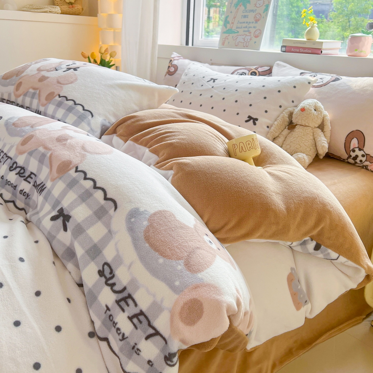 91家纺网 家纺一手货源 找家纺 LIFE.丽芙 2025秋冬新款A类牛奶绒加厚保暖单被套 安心熊仔