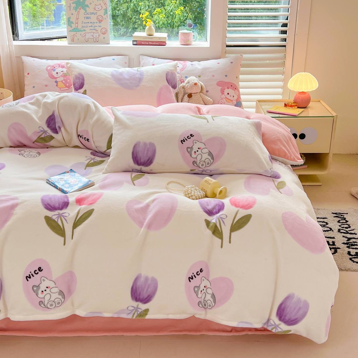 91家纺网 家纺一手货源 找家纺 LIFE.丽芙 2025秋冬新款A类牛奶绒加厚保暖单被套 花语