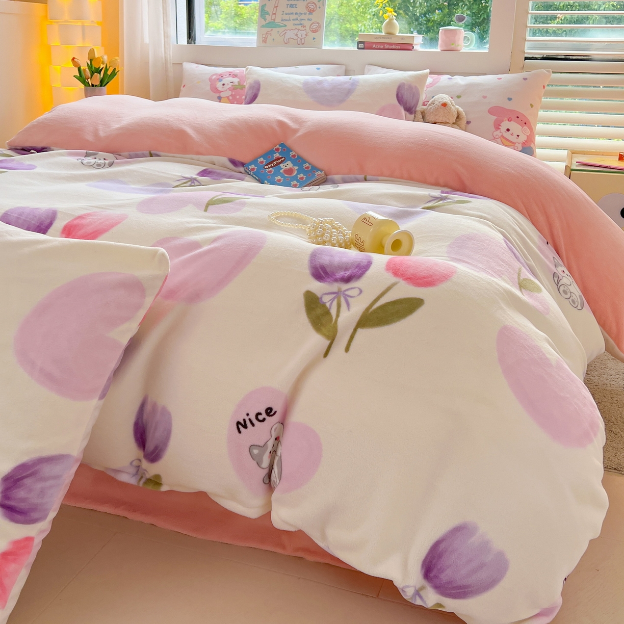 91家纺网 家纺一手货源 找家纺 LIFE.丽芙 2025秋冬新款A类牛奶绒加厚保暖单被套 花语