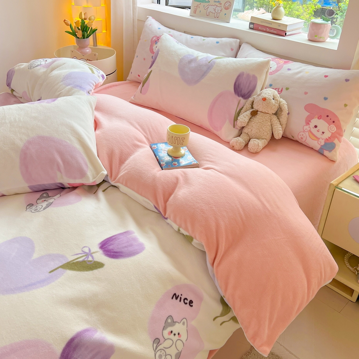 91家纺网 家纺一手货源 找家纺 LIFE.丽芙 2025秋冬新款A类牛奶绒加厚保暖单被套 花语