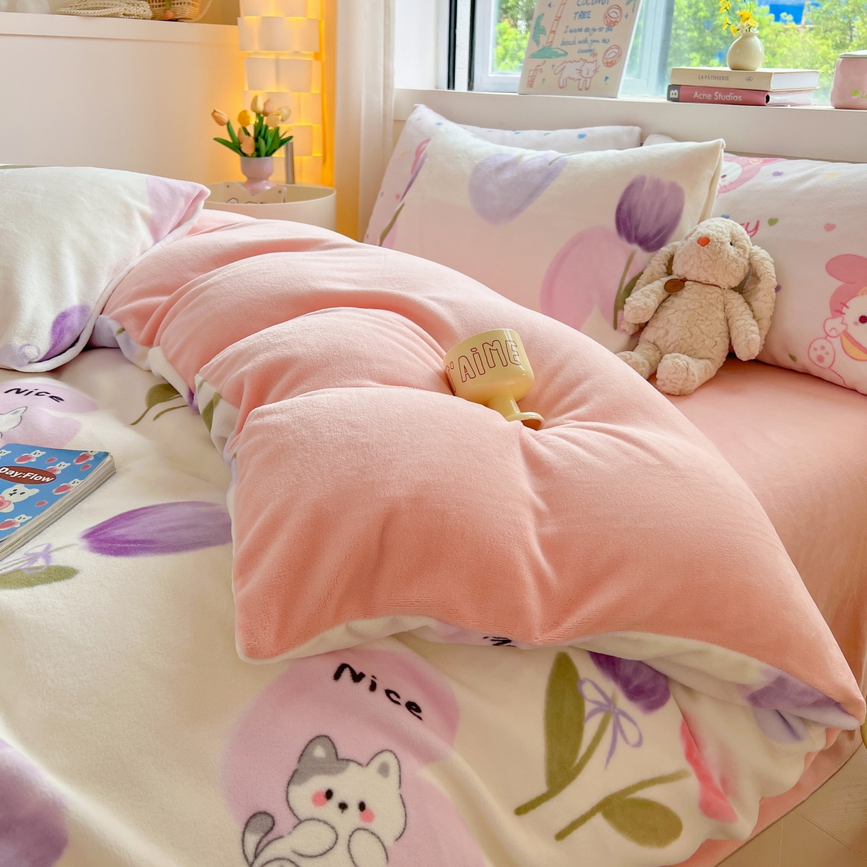 91家纺网 家纺一手货源 找家纺 LIFE.丽芙 2025秋冬新款A类牛奶绒加厚保暖单被套 花语