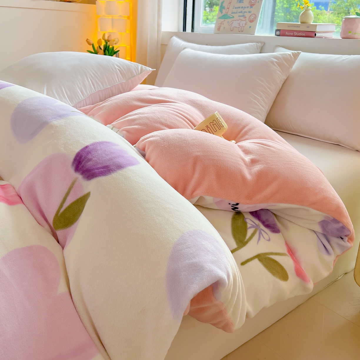 91家纺网 家纺一手货源 找家纺 LIFE.丽芙 2025秋冬新款A类牛奶绒加厚保暖单被套 花语