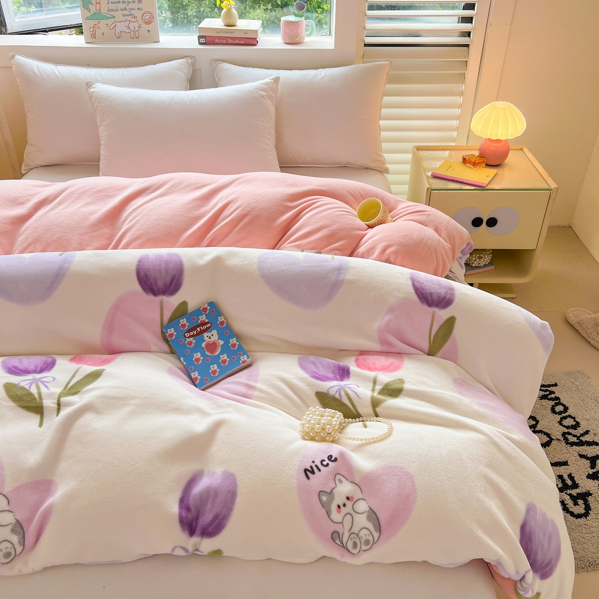 91家纺网 家纺一手货源 找家纺 LIFE.丽芙 2025秋冬新款A类牛奶绒加厚保暖单被套 花语