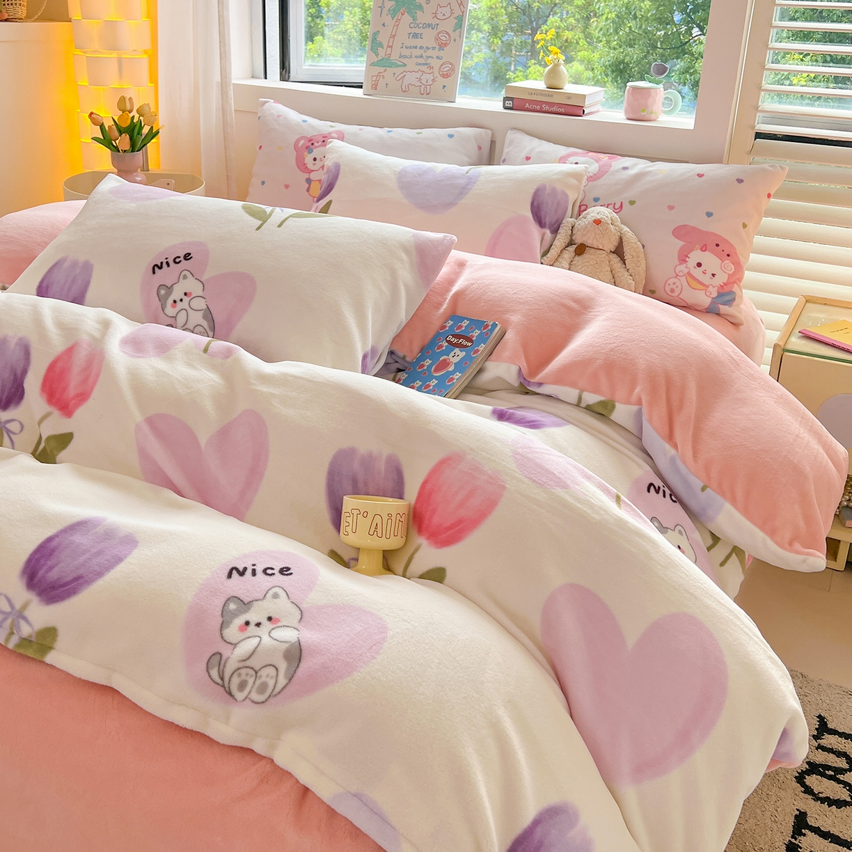 91家纺网 家纺一手货源 找家纺 LIFE.丽芙 2025秋冬新款A类牛奶绒加厚保暖单被套 花语