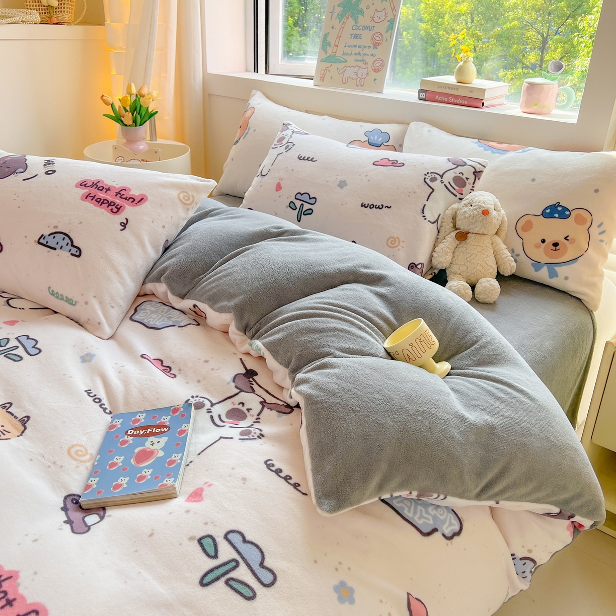 91家纺网 家纺一手货源 找家纺 LIFE.丽芙 2025秋冬新款A类牛奶绒加厚保暖单被套 萌喵酷狗