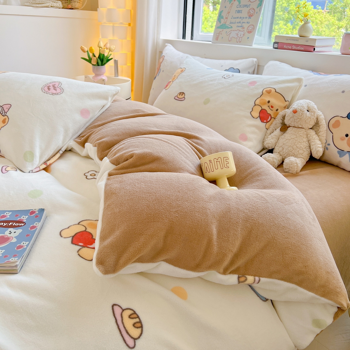 91家纺网 家纺一手货源 找家纺 LIFE.丽芙 2025秋冬新款A类牛奶绒加厚保暖单被套 小熊包