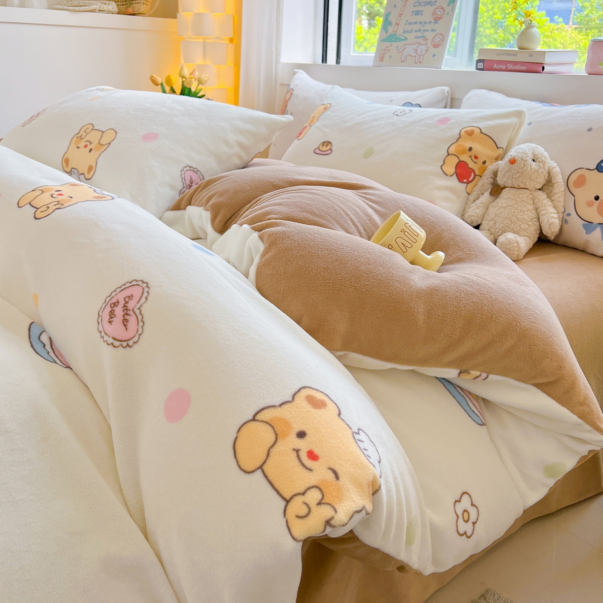91家纺网 家纺一手货源 找家纺 LIFE.丽芙 2025秋冬新款A类牛奶绒加厚保暖单被套 小熊包