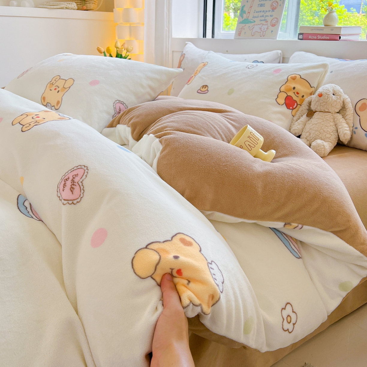 91家纺网 家纺一手货源 找家纺 LIFE.丽芙 2025秋冬新款A类牛奶绒加厚保暖单被套 小熊包