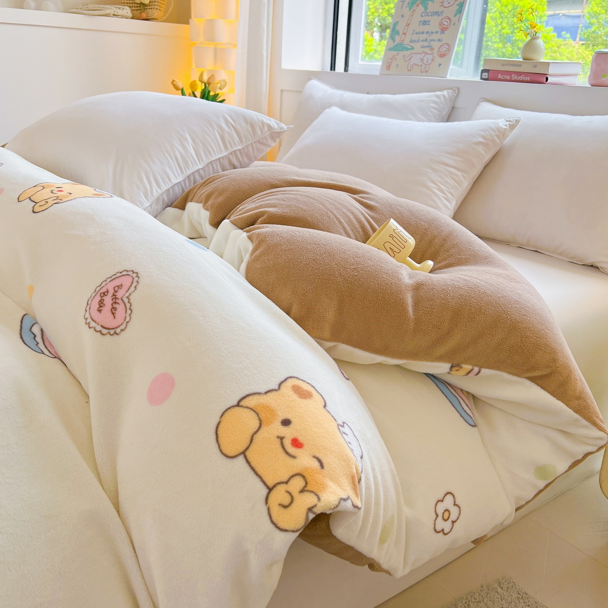 91家纺网 家纺一手货源 找家纺 LIFE.丽芙 2025秋冬新款A类牛奶绒加厚保暖单被套 小熊包