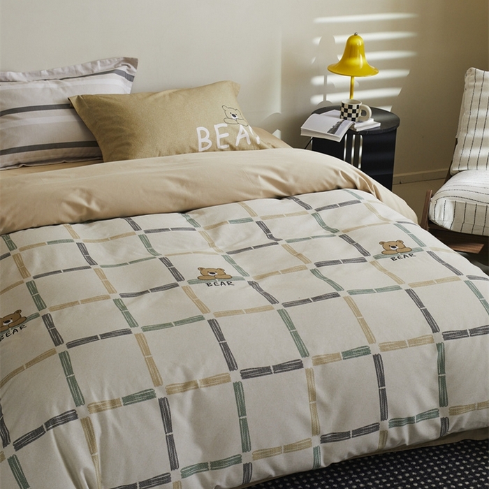 91家纺网 家纺一手货源 找家纺 由丽2025新款卡通磨毛印花四件套（控价券后不低于小号190，标准210，加大225） 可爱熊-绿