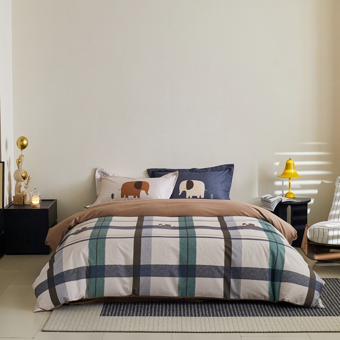 91家纺网 家纺一手货源 找家纺 由丽2025新款卡通磨毛印花四件套（控价券后不低于小号190，标准210，加大225） 潮格象-绿