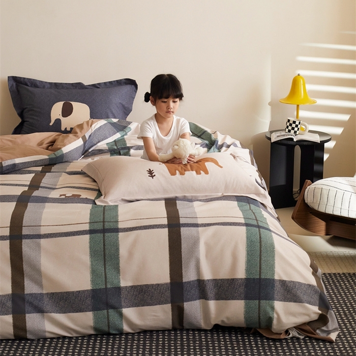 91家纺网 家纺一手货源 找家纺 由丽2025新款卡通磨毛印花四件套（控价券后不低于小号190，标准210，加大225） 潮格象-绿