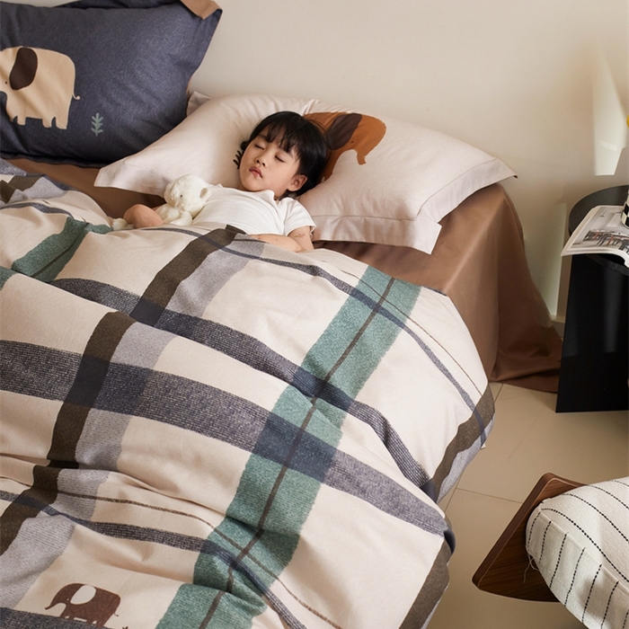 91家纺网 家纺一手货源 找家纺 由丽2025新款卡通磨毛印花四件套（控价券后不低于小号190，标准210，加大225） 潮格象-绿