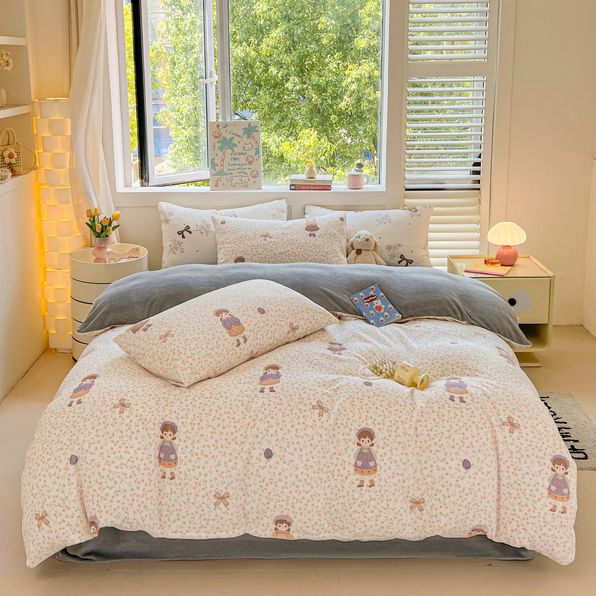 91家纺网 家纺一手货源 找家纺 LIFE.丽芙 2025秋冬新款A类牛奶绒加厚保暖单被套 甜美女孩