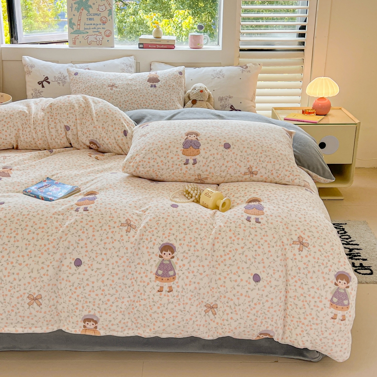 91家纺网 家纺一手货源 找家纺 LIFE.丽芙 2025秋冬新款A类牛奶绒加厚保暖单被套 甜美女孩