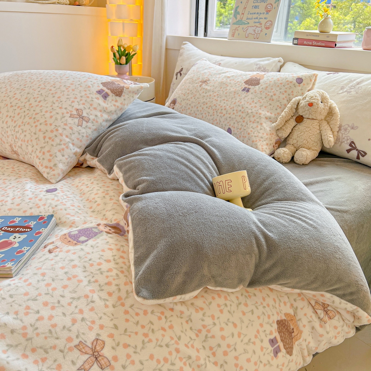 91家纺网 家纺一手货源 找家纺 LIFE.丽芙 2025秋冬新款A类牛奶绒加厚保暖单被套 甜美女孩