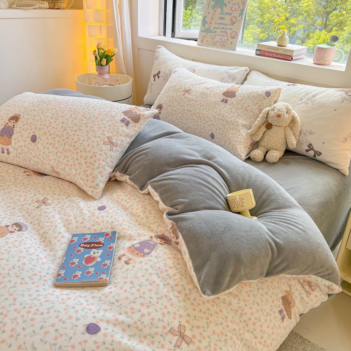 91家纺网 家纺一手货源 找家纺 LIFE.丽芙 2025秋冬新款A类牛奶绒加厚保暖单被套 甜美女孩