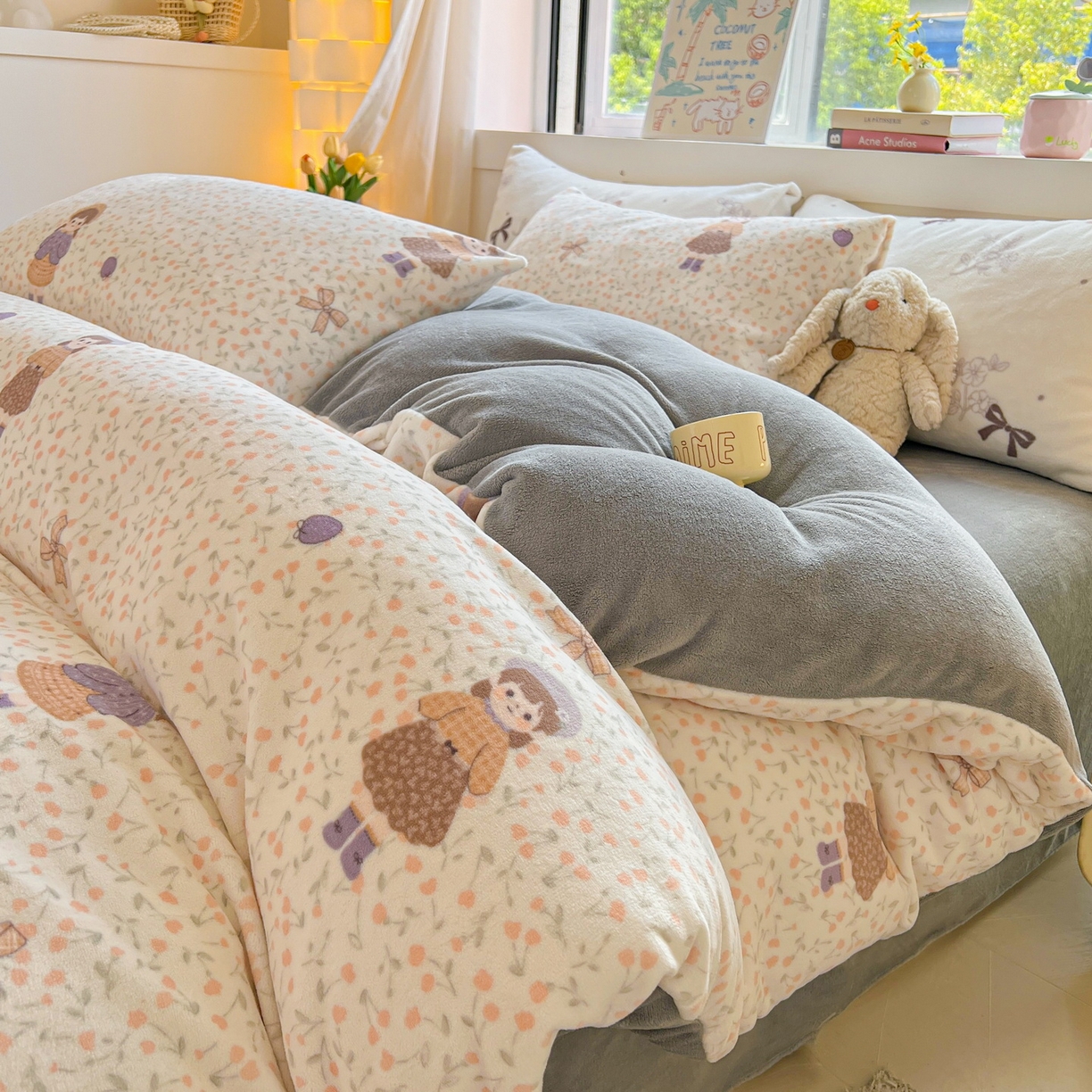 91家纺网 家纺一手货源 找家纺 LIFE.丽芙 2025秋冬新款A类牛奶绒加厚保暖单被套 甜美女孩