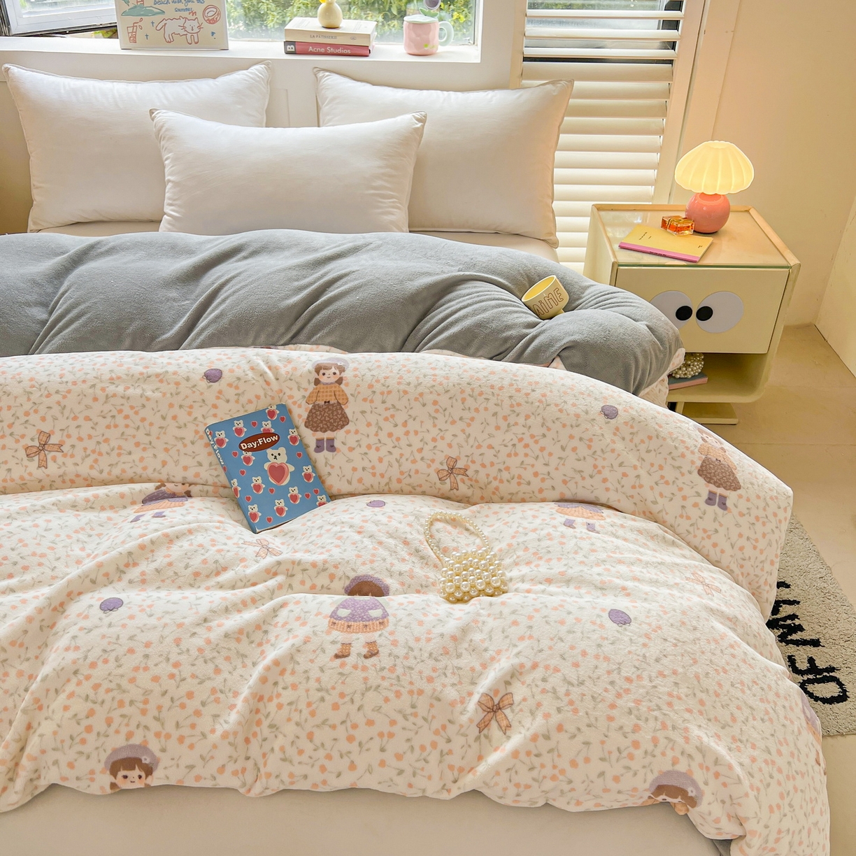 91家纺网 家纺一手货源 找家纺 LIFE.丽芙 2025秋冬新款A类牛奶绒加厚保暖单被套 甜美女孩