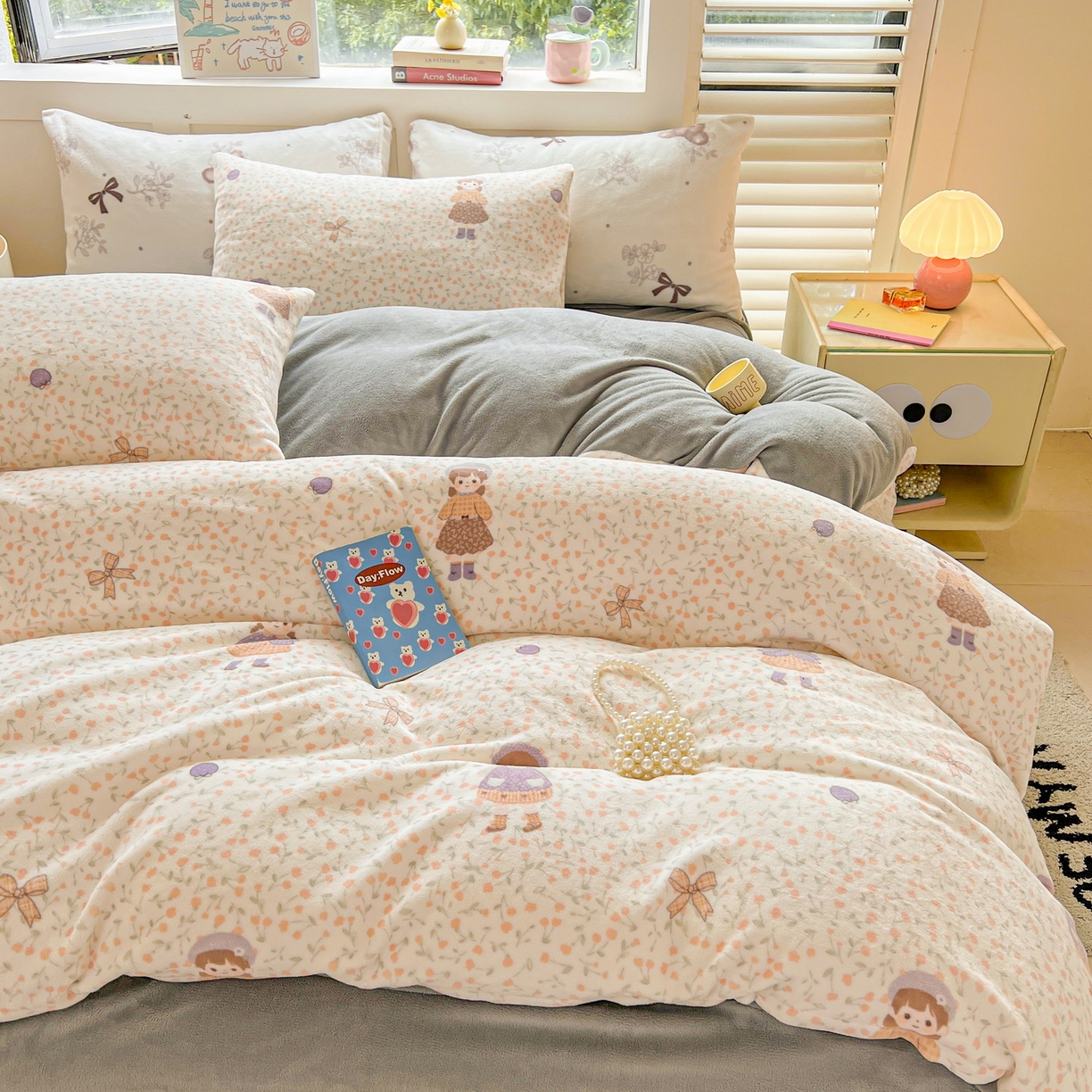 91家纺网 家纺一手货源 找家纺 LIFE.丽芙 2025秋冬新款A类牛奶绒加厚保暖单被套 甜美女孩