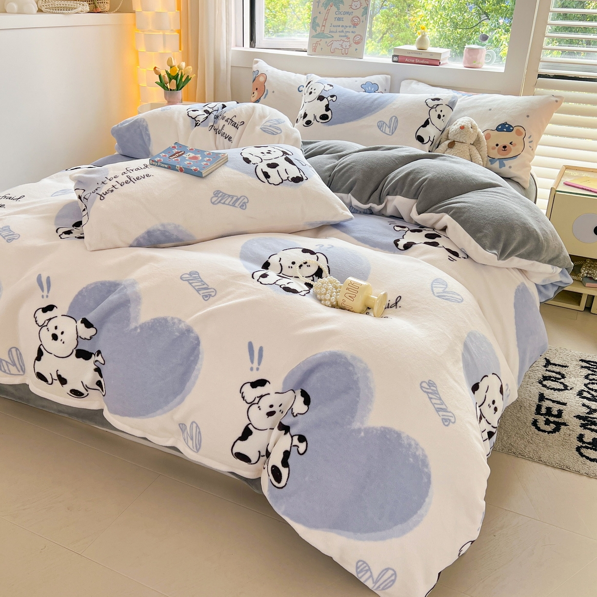 91家纺网 家纺一手货源 找家纺 LIFE.丽芙 2025秋冬新款A类牛奶绒加厚保暖单被套 幸运狗