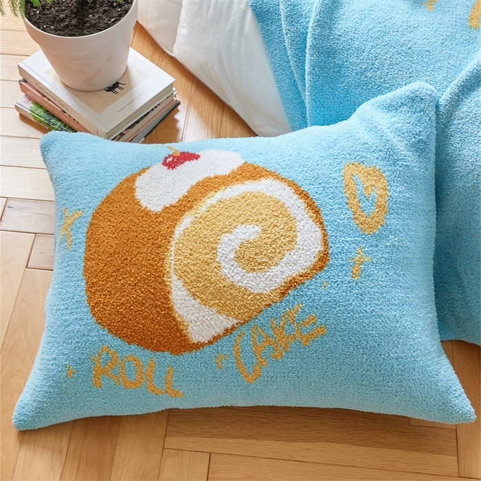 暖绵绵家纺 2025新款半边绒针织提花枕同款含芯抱枕-甜品点心系列 甜品点心-拉贝瑞同款含芯枕