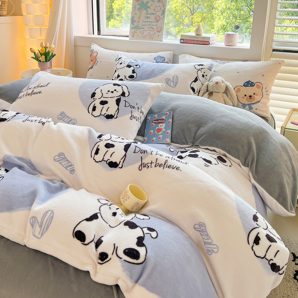 91家纺网 家纺一手货源 找家纺 LIFE.丽芙 2025秋冬新款A类牛奶绒加厚保暖单被套 幸运狗