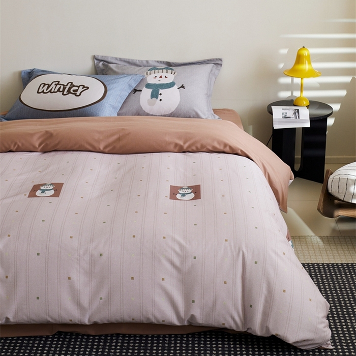 91家纺网 家纺一手货源 找家纺 由丽2025新款卡通磨毛印花四件套（控价券后不低于小号190，标准210，加大225） 圣诞-粉