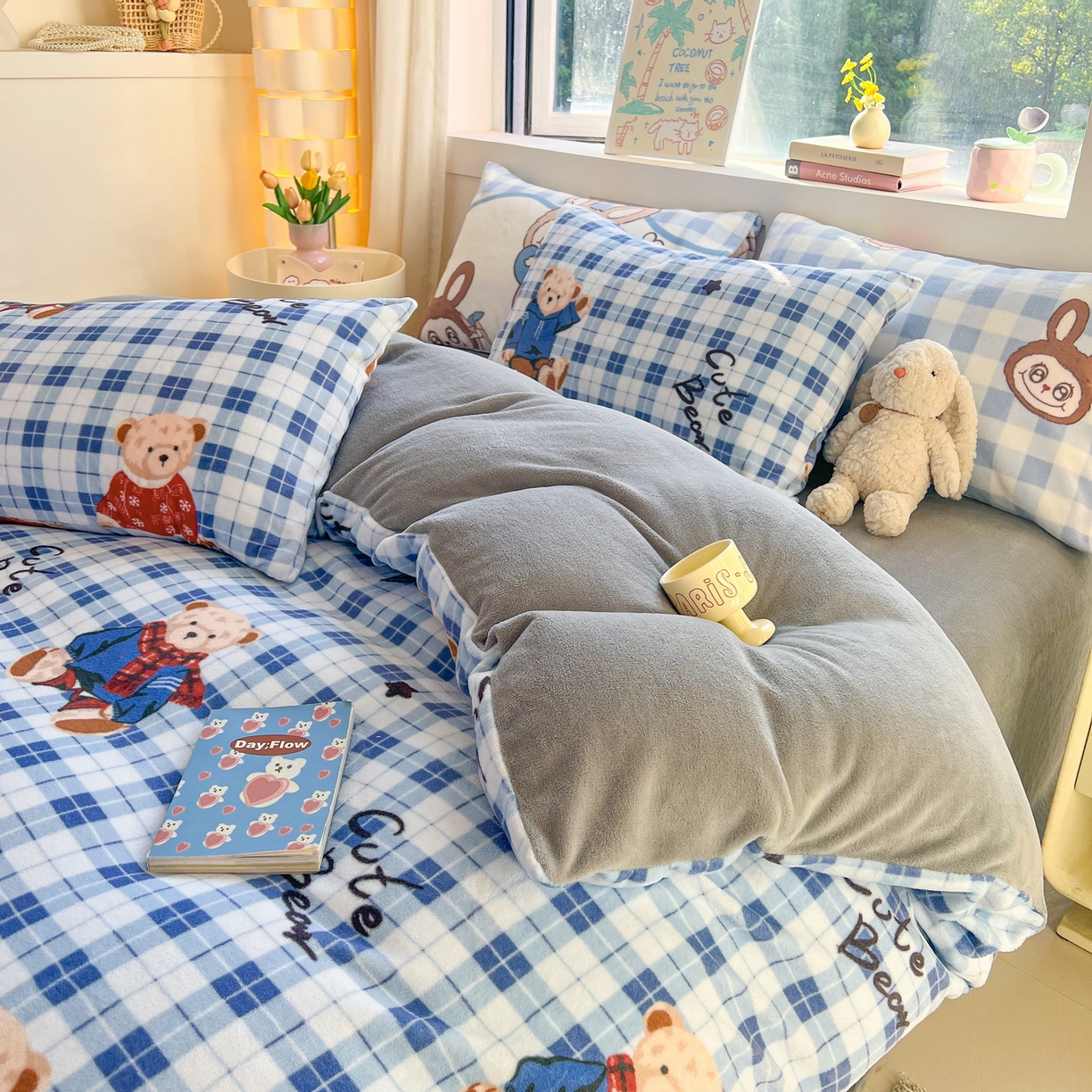 91家纺网 家纺一手货源 找家纺 LIFE.丽芙 2025秋冬新款A类牛奶绒加厚保暖单被套 冬日小熊