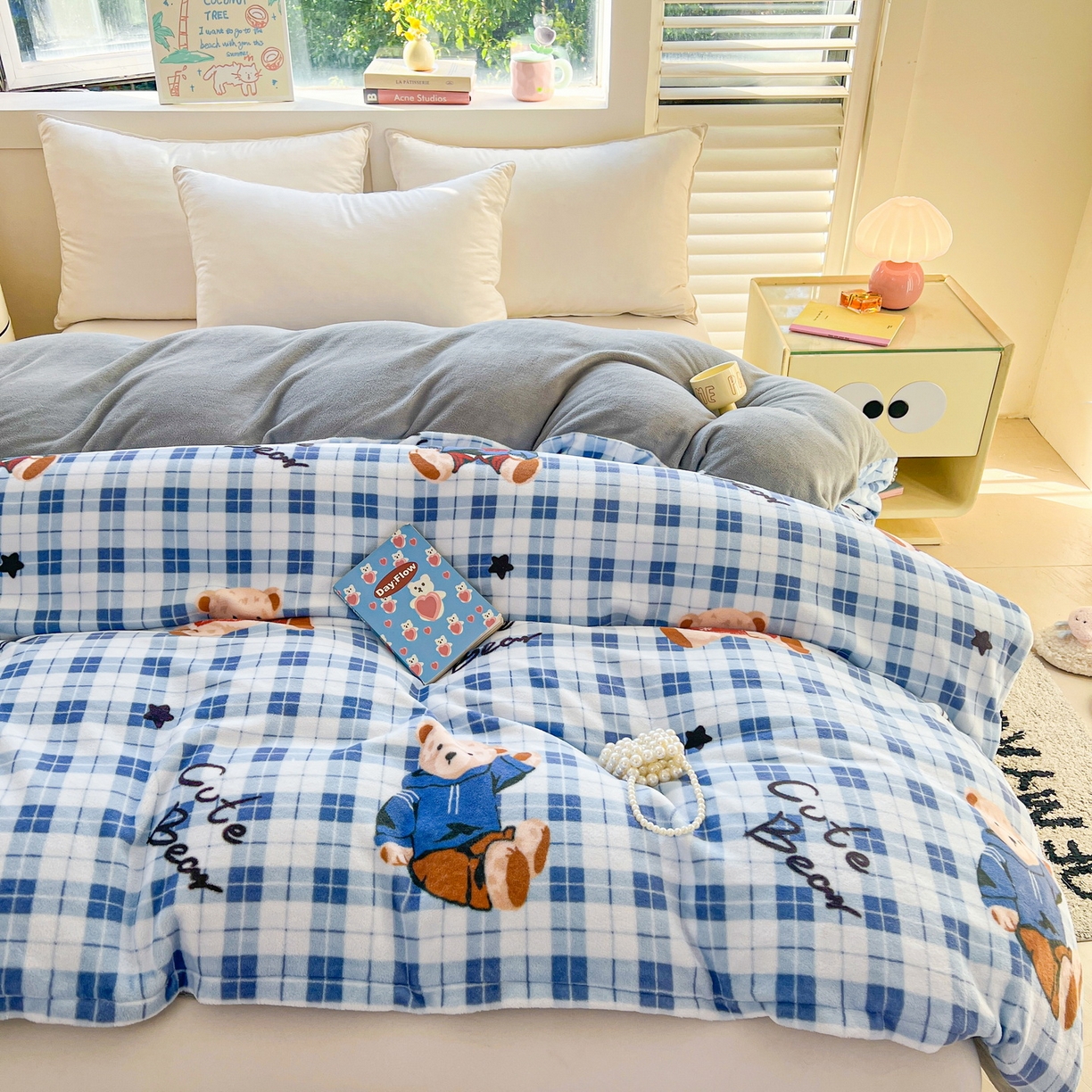 91家纺网 家纺一手货源 找家纺 LIFE.丽芙 2025秋冬新款A类牛奶绒加厚保暖单被套 冬日小熊