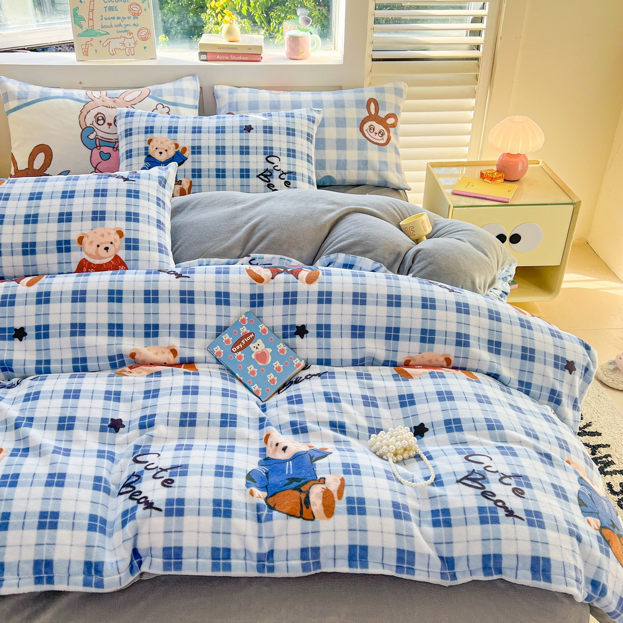 91家纺网 家纺一手货源 找家纺 LIFE.丽芙 2025秋冬新款A类牛奶绒加厚保暖单被套 冬日小熊