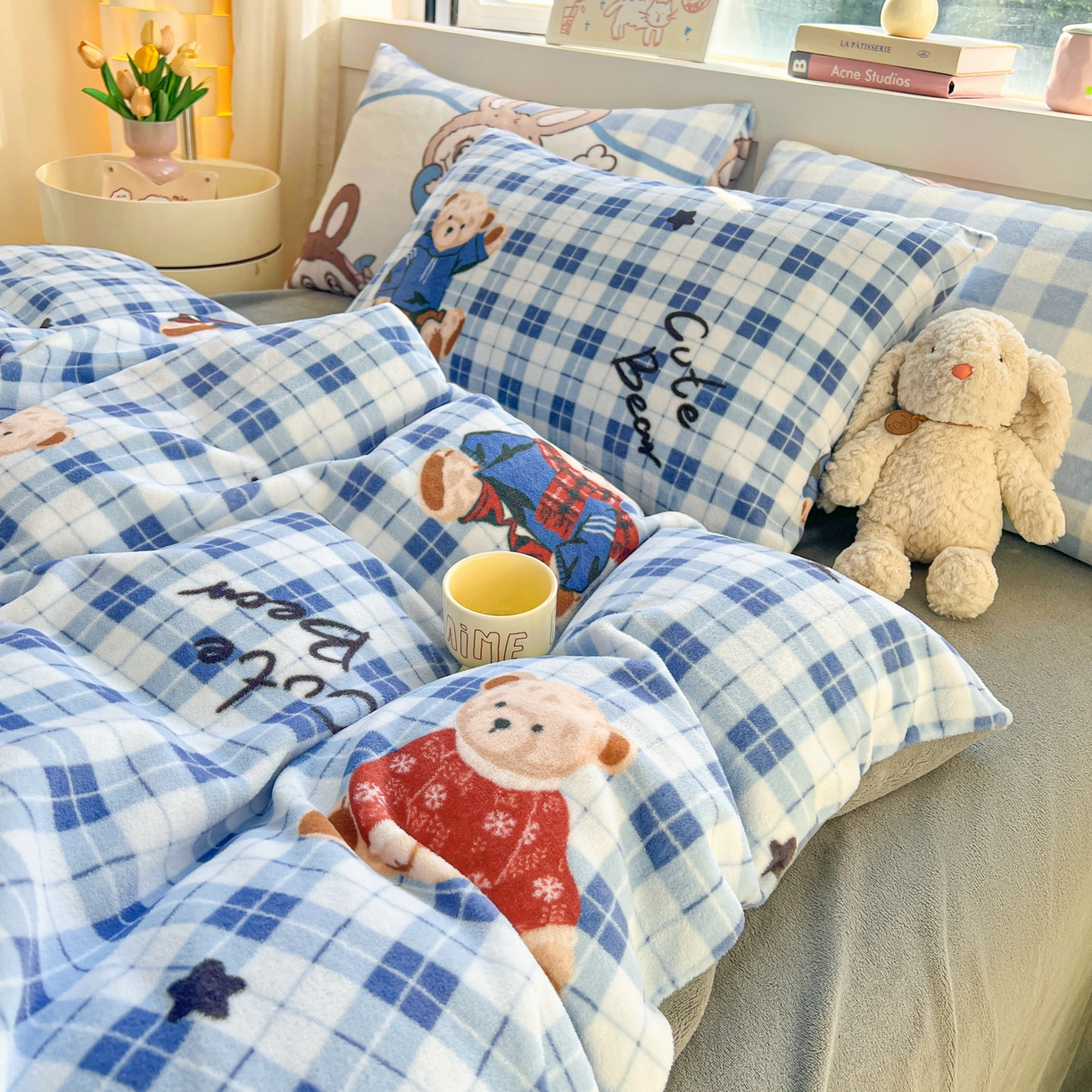 91家纺网 家纺一手货源 找家纺 LIFE.丽芙 2025秋冬新款A类牛奶绒加厚保暖单被套 冬日小熊