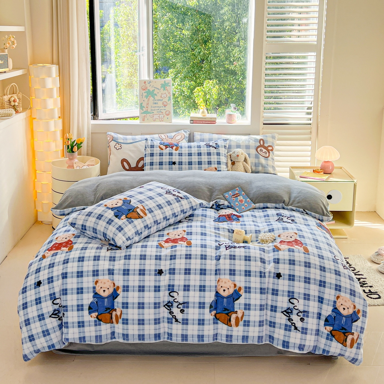 91家纺网 家纺一手货源 找家纺 LIFE.丽芙 2025秋冬新款A类牛奶绒加厚保暖单被套 冬日小熊