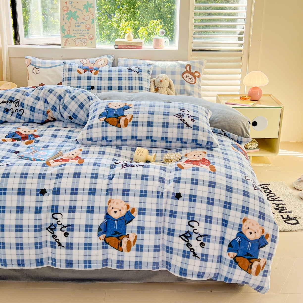 91家纺网 家纺一手货源 找家纺 LIFE.丽芙 2025秋冬新款A类牛奶绒加厚保暖单被套 冬日小熊