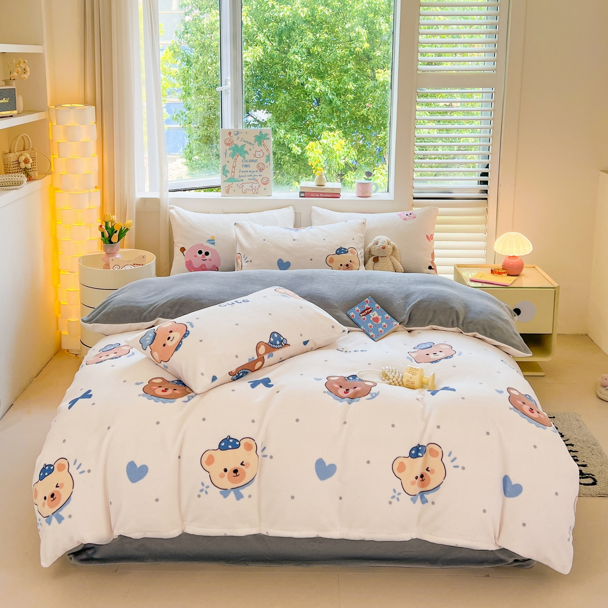 91家纺网 家纺一手货源 找家纺 LIFE.丽芙 2025秋冬新款A类牛奶绒加厚保暖单被套 动感小熊