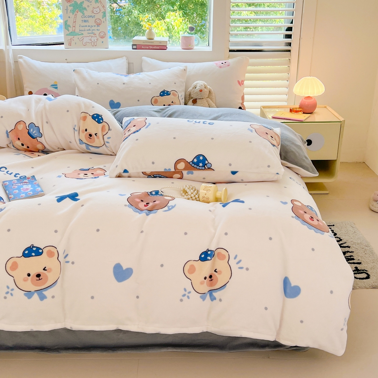 91家纺网 家纺一手货源 找家纺 LIFE.丽芙 2025秋冬新款A类牛奶绒加厚保暖单被套 动感小熊