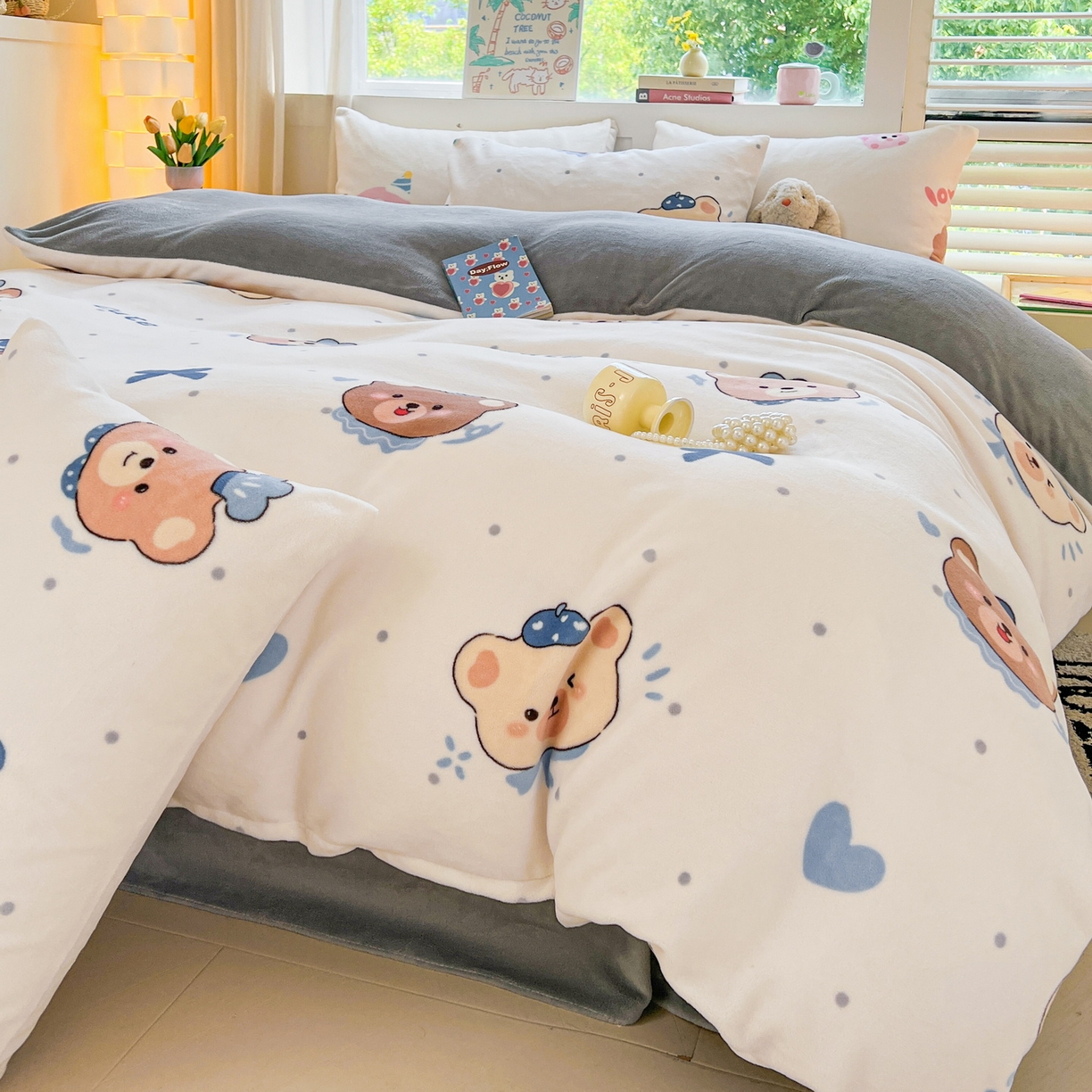 91家纺网 家纺一手货源 找家纺 LIFE.丽芙 2025秋冬新款A类牛奶绒加厚保暖单被套 动感小熊