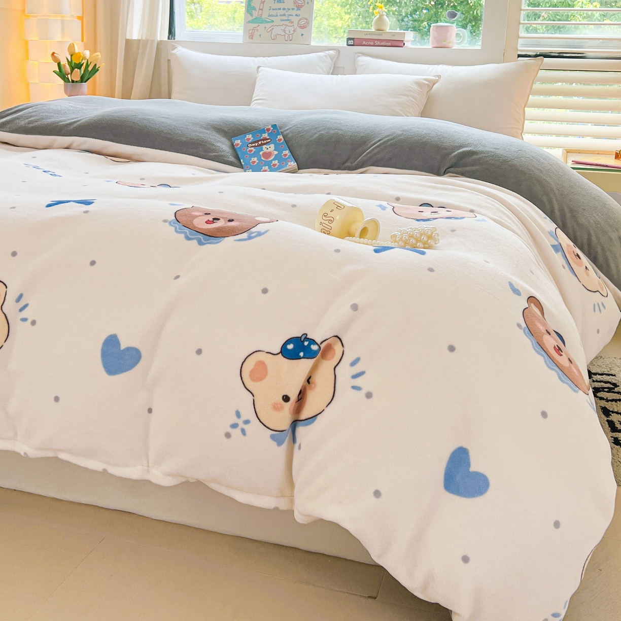 91家纺网 家纺一手货源 找家纺 LIFE.丽芙 2025秋冬新款A类牛奶绒加厚保暖单被套 动感小熊