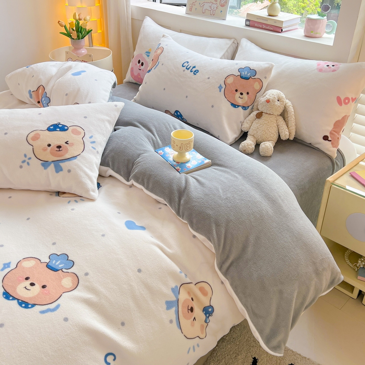 91家纺网 家纺一手货源 找家纺 LIFE.丽芙 2025秋冬新款A类牛奶绒加厚保暖单被套 动感小熊