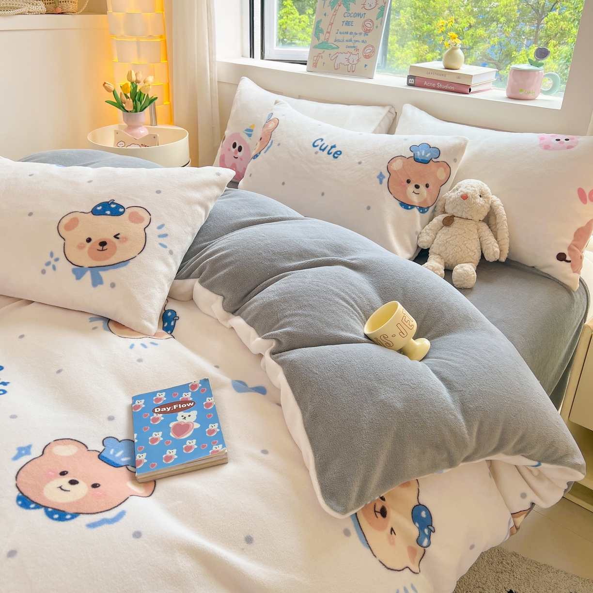 91家纺网 家纺一手货源 找家纺 LIFE.丽芙 2025秋冬新款A类牛奶绒加厚保暖单被套 动感小熊