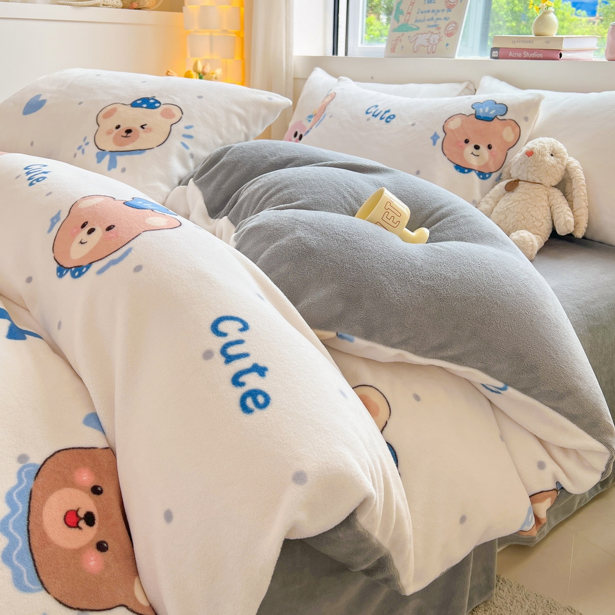 91家纺网 家纺一手货源 找家纺 LIFE.丽芙 2025秋冬新款A类牛奶绒加厚保暖单被套 动感小熊