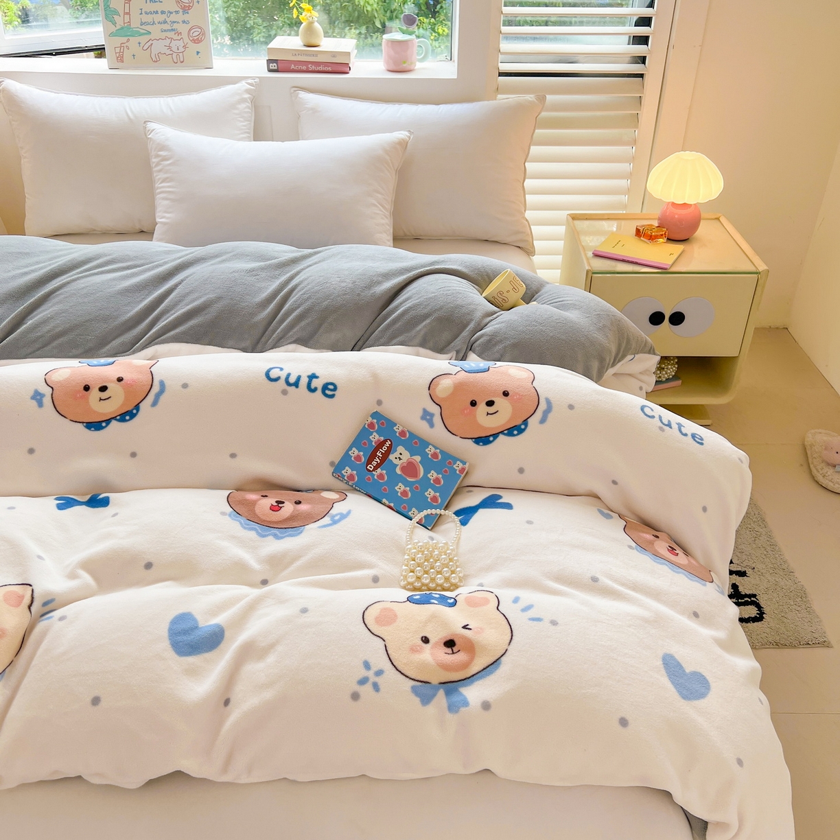 91家纺网 家纺一手货源 找家纺 LIFE.丽芙 2025秋冬新款A类牛奶绒加厚保暖单被套 动感小熊