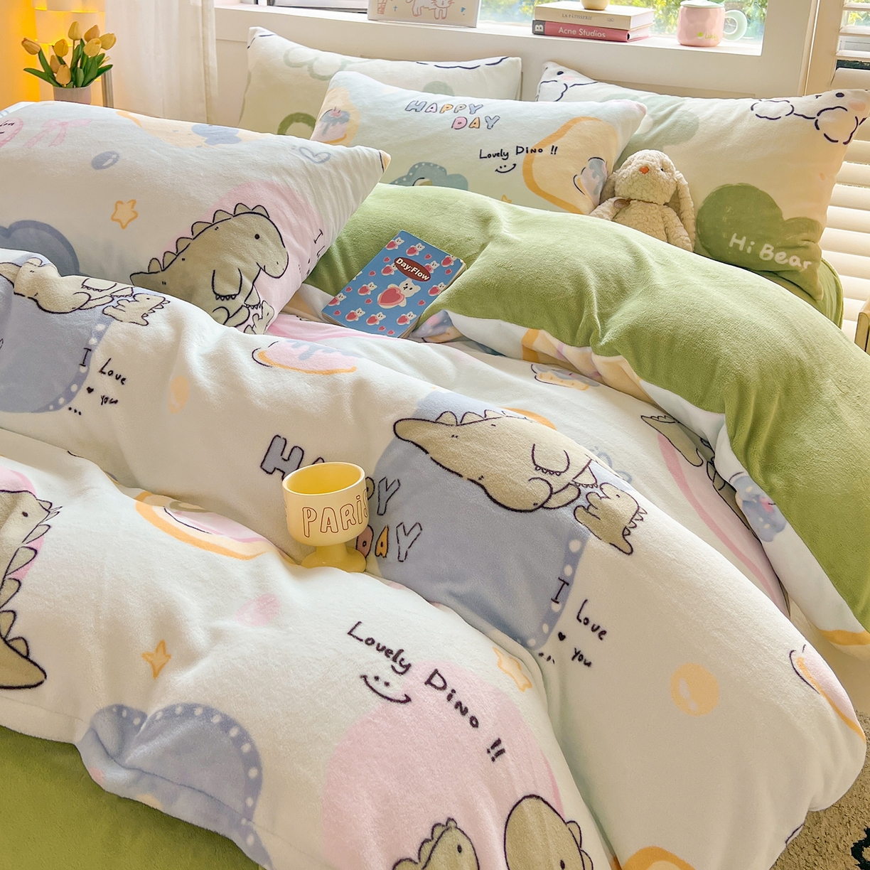 LIFE.丽芙 2025秋冬新款A类牛奶绒加厚保暖单被套 恐龙宝宝