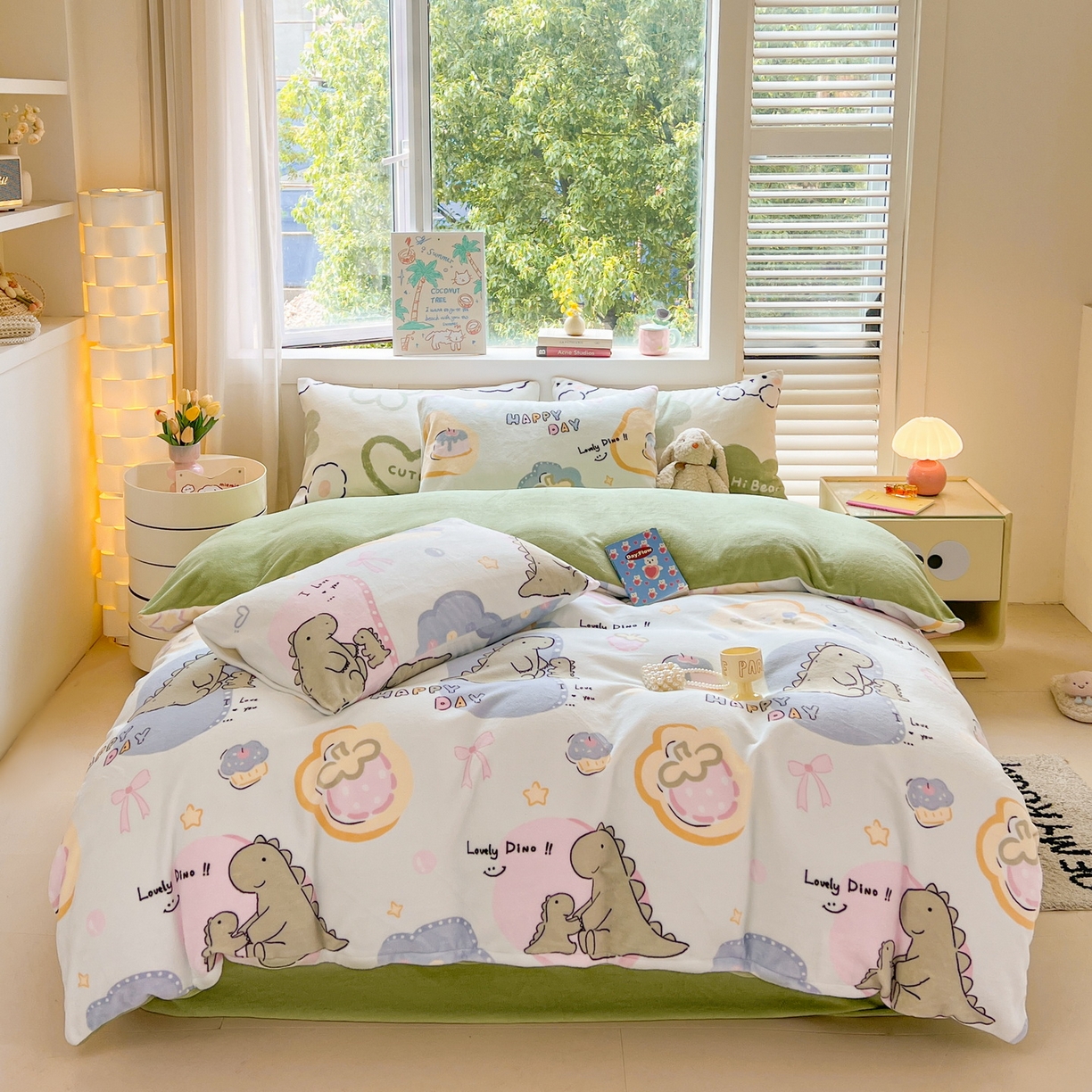 91家纺网 家纺一手货源 找家纺 LIFE.丽芙 2025秋冬新款A类牛奶绒加厚保暖单被套 恐龙宝宝