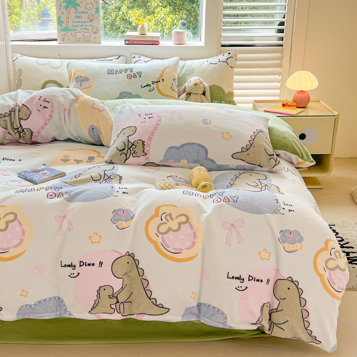 91家纺网 家纺一手货源 找家纺 LIFE.丽芙 2025秋冬新款A类牛奶绒加厚保暖单被套 恐龙宝宝