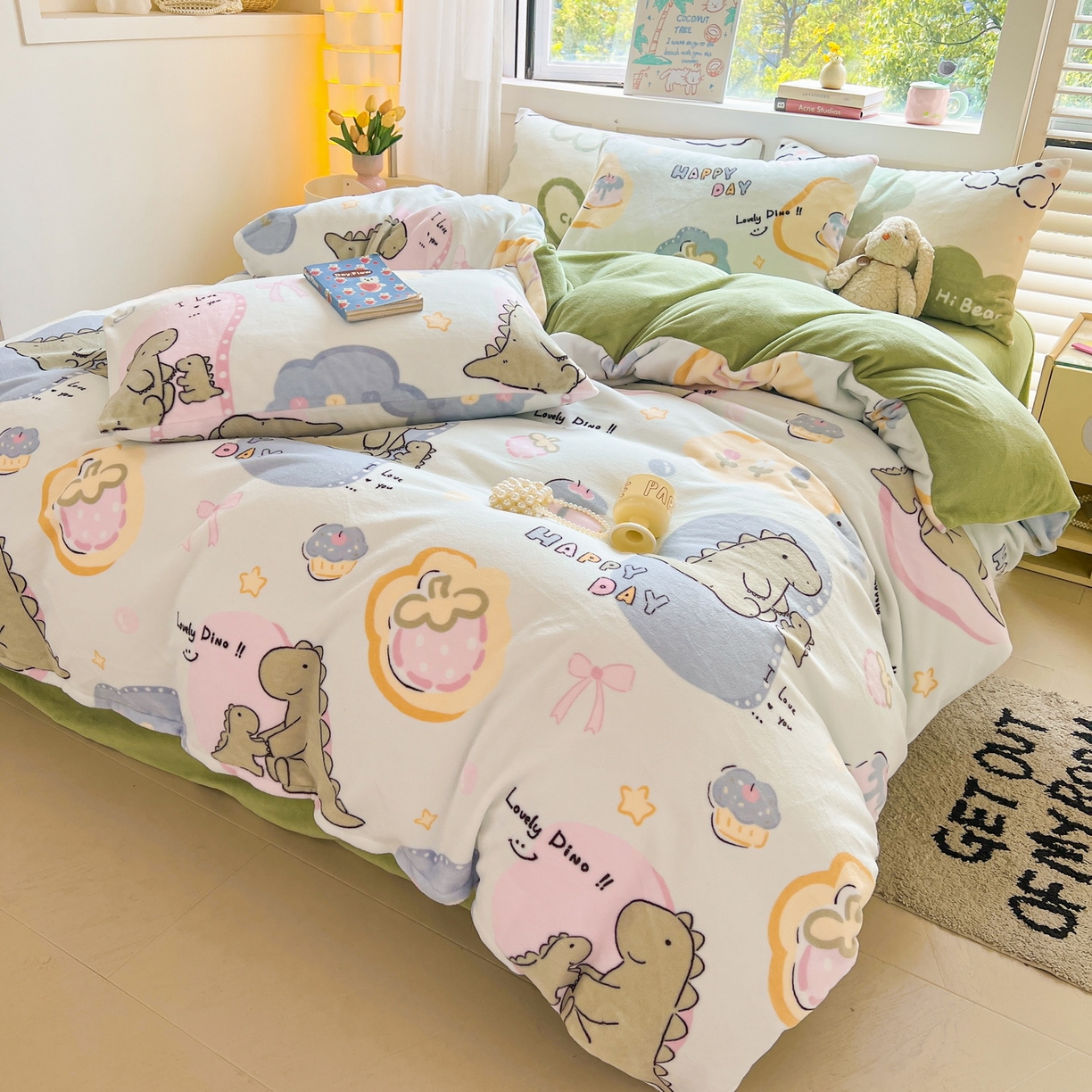 91家纺网 家纺一手货源 找家纺 LIFE.丽芙 2025秋冬新款A类牛奶绒加厚保暖单被套 恐龙宝宝