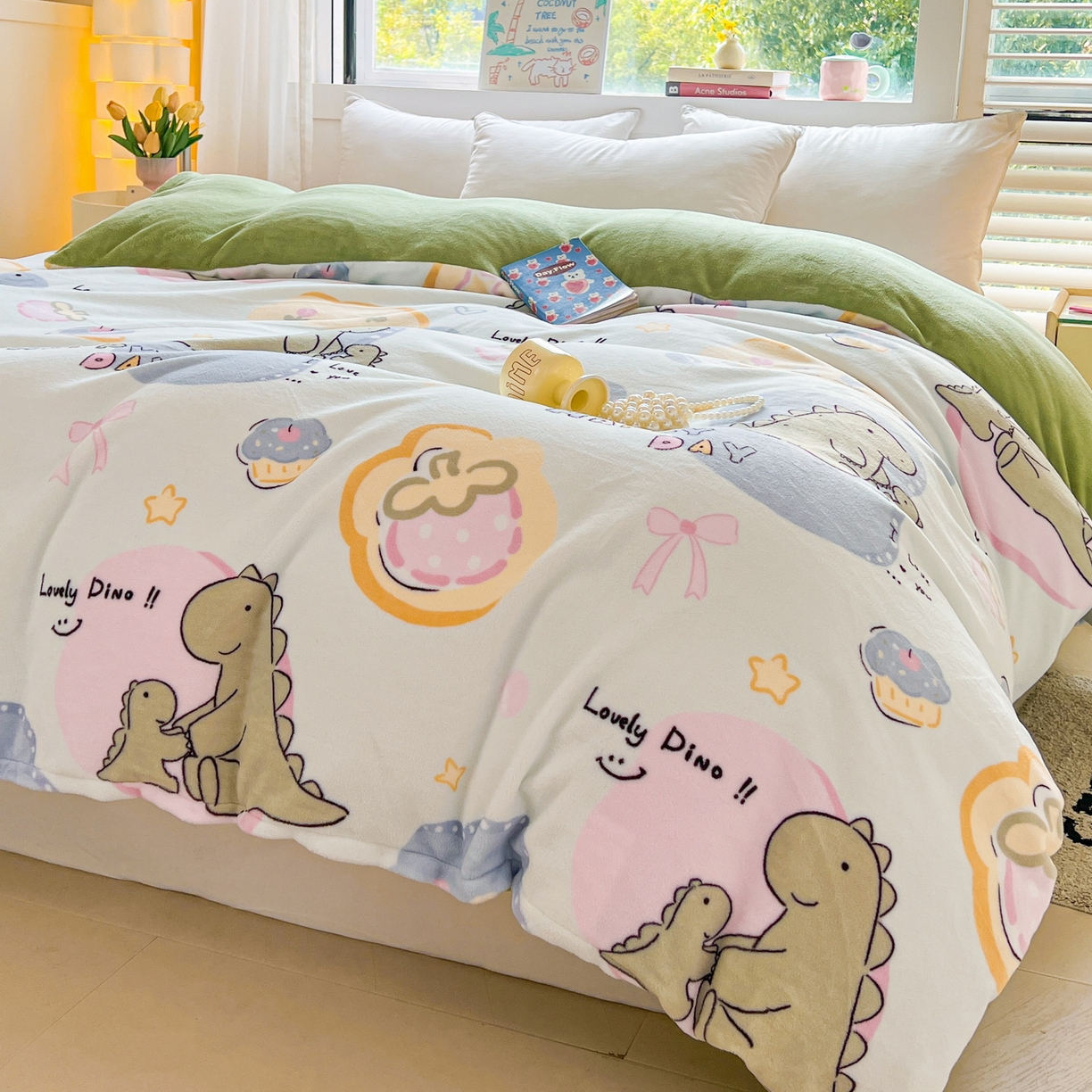 91家纺网 家纺一手货源 找家纺 LIFE.丽芙 2025秋冬新款A类牛奶绒加厚保暖单被套 恐龙宝宝