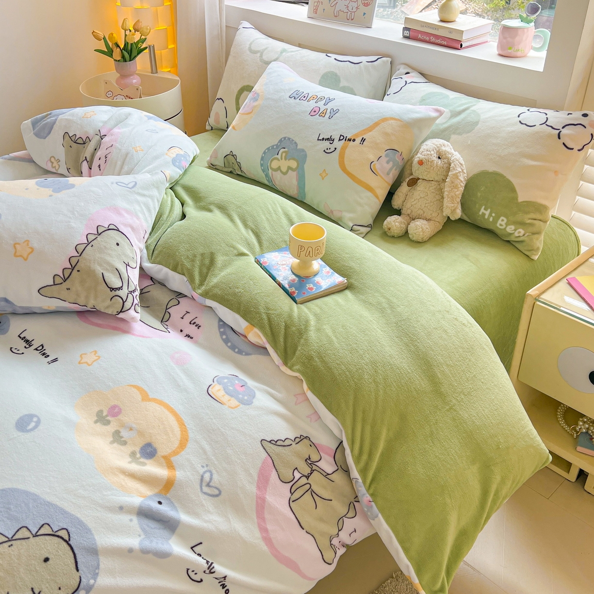 91家纺网 家纺一手货源 找家纺 LIFE.丽芙 2025秋冬新款A类牛奶绒加厚保暖单被套 恐龙宝宝
