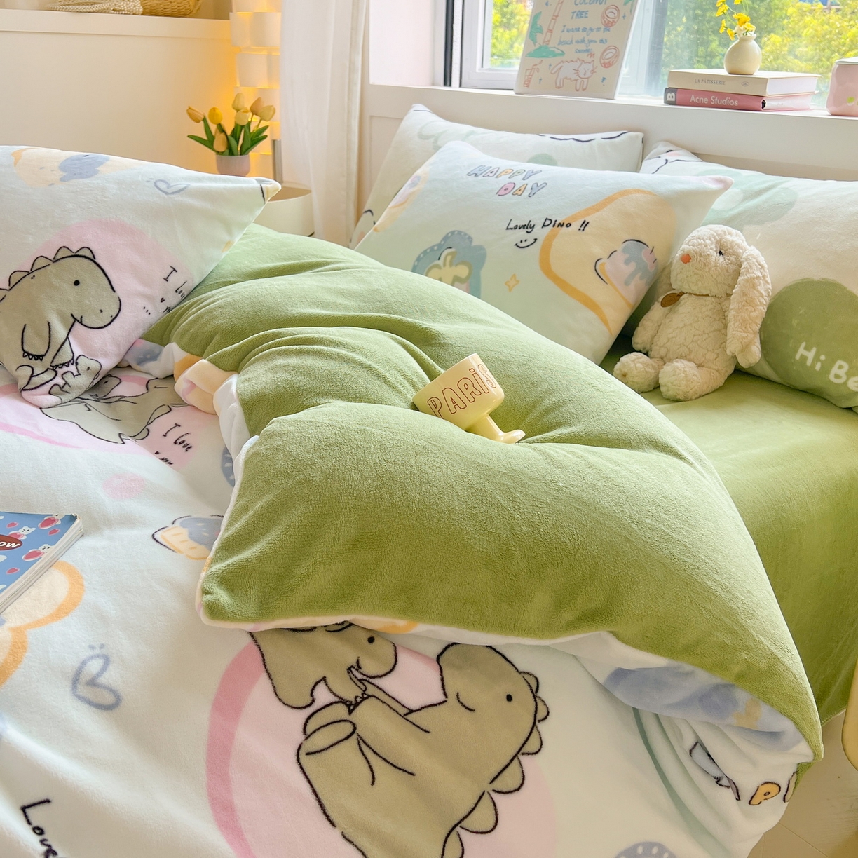 91家纺网 家纺一手货源 找家纺 LIFE.丽芙 2025秋冬新款A类牛奶绒加厚保暖单被套 恐龙宝宝