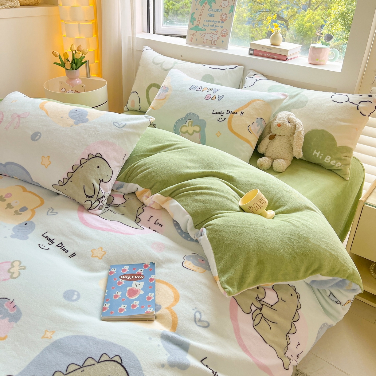 91家纺网 家纺一手货源 找家纺 LIFE.丽芙 2025秋冬新款A类牛奶绒加厚保暖单被套 恐龙宝宝